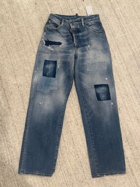 Women’s DSquared Distressed Blue Patch Jeans - Classic Casual Fit